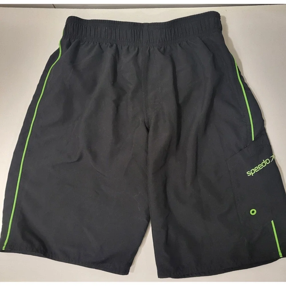Speedos Men's Swim Trunks,‎ Black / Green Trim Design, Size XL